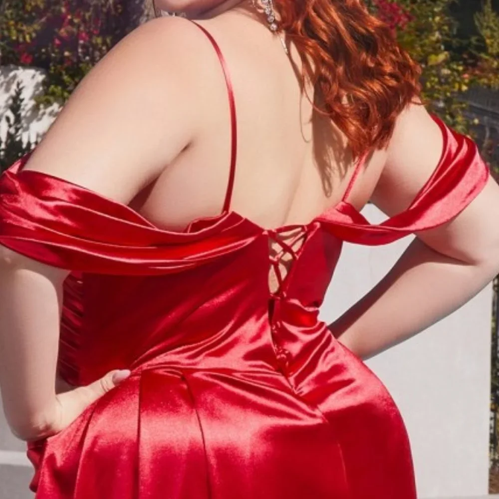 NEW LONG SHEATH OFF THE SHOULDER SLEEVELESS SOFT SATIN DRESS WITH STRAPS CD875C - Picture 3 of 5